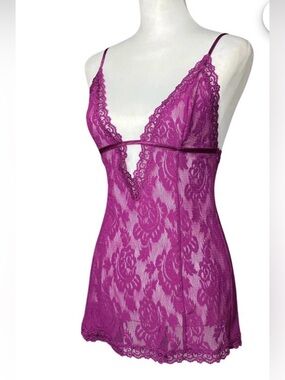Vintage Y2K Victoria’s Secret Sheer Purple Lace Slip Dress.camisole Retro,
